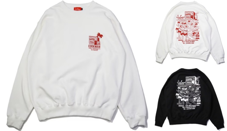 Cookman（クックマン）ホワイトのプリントスウェット