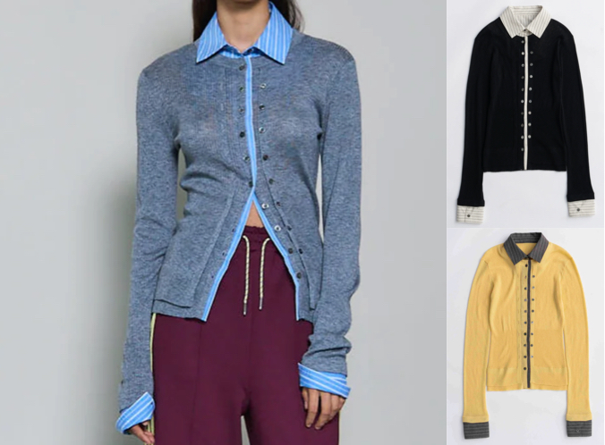 MAISON SPECIAL（メゾンスペシャル）グレーのシャツレイヤードニット