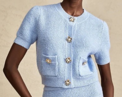 Jacqueline van Hoef(ジャクリーン・ヴァン・フーエフ)サックスブルーのカーディガン