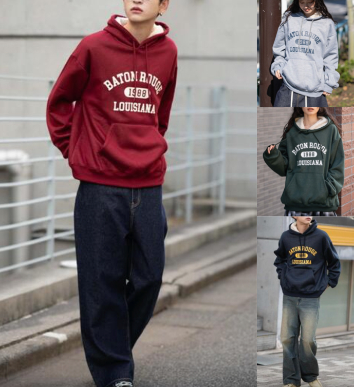 WEGO MEN'Sレッドのロゴパーカー