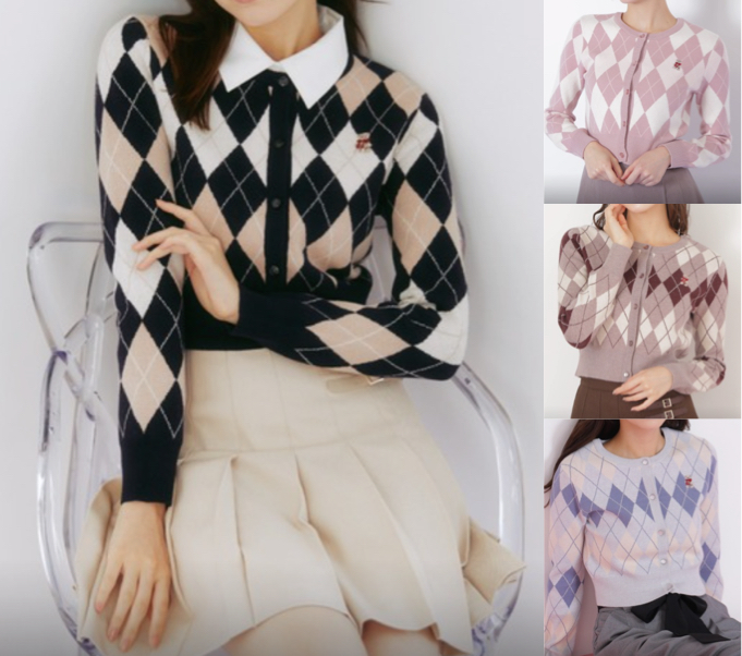 JILL by JILL STUART（ジル バイ ジルスチュアート）ネイビーのアーガイル柄カーディガン