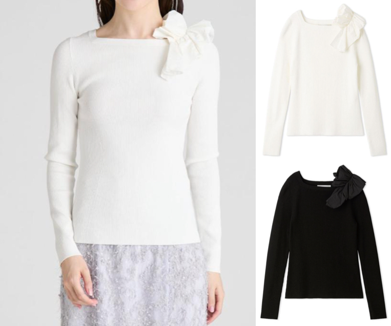 CELFORD(セルフォード)ホワイトのアシメフリルニット