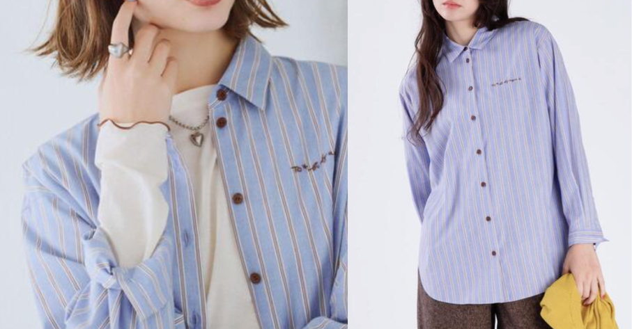 TO B. BY AGNES B.ブルーのストライプシャツ