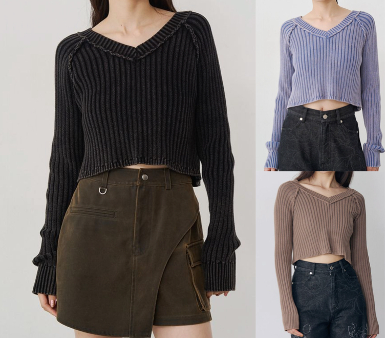 MURUA(ムルーア)ブラックのVネックニット