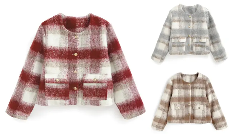 GRL(グレイル)赤いチェック柄シャギージャケット
