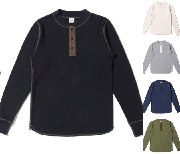 東洋エンタープライズブラックのヘンリーネックTシャツ