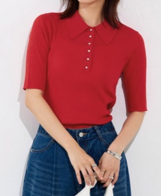 Pierrot（ピエロ）赤いポロニット