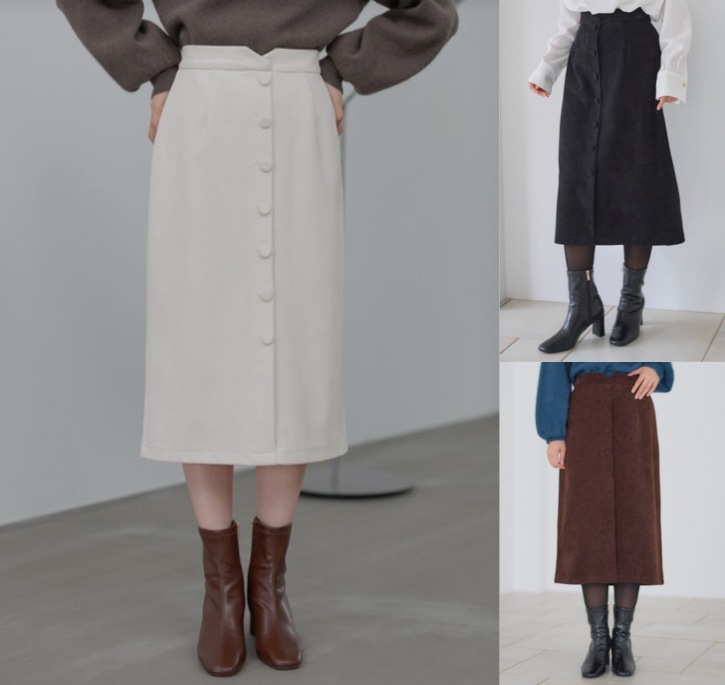 Andemiu（アンデミュウ）ホワイトのIラインスカート