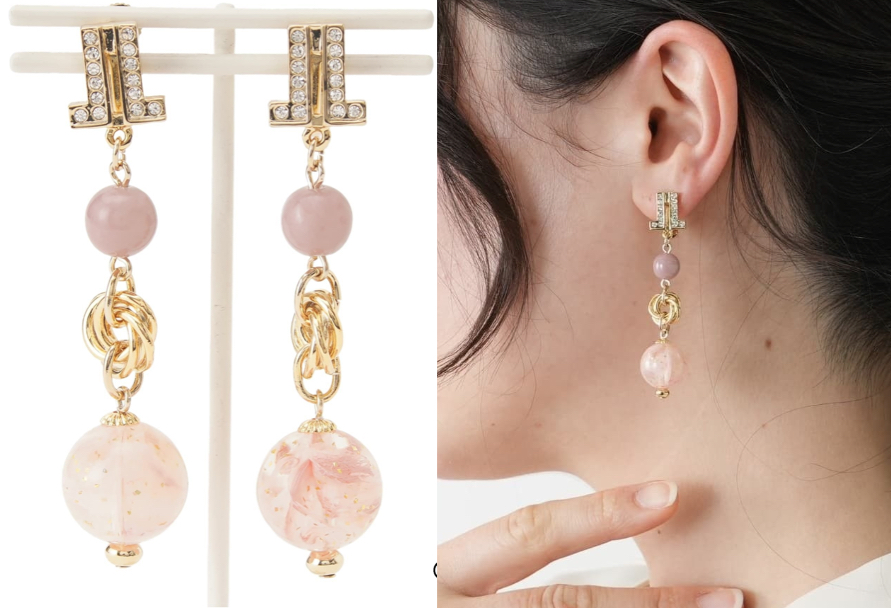 LANVIN en Bleu（ランバンオンブルー）ゴールドxピンクの桜イヤリング