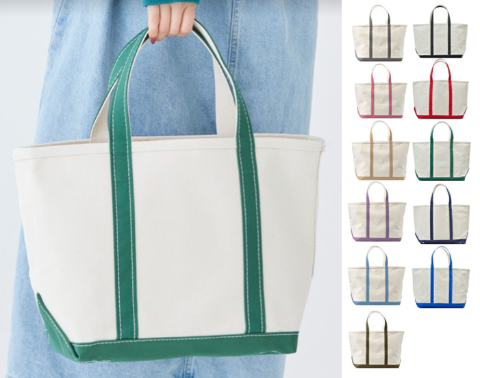 L.L.Bean(エルエルビーン)グリーンxホワイトのトートバッグ