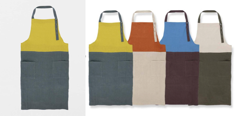 HOUSE WEAR STUDIO(ハウスウェアスタジオ)イエローxチャコールグレーのエプロン