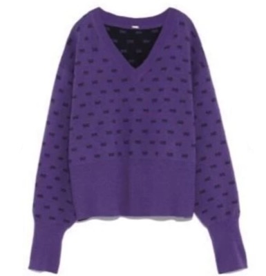 Mila Owen （ミラオーウェン）パープルのジャガードニット