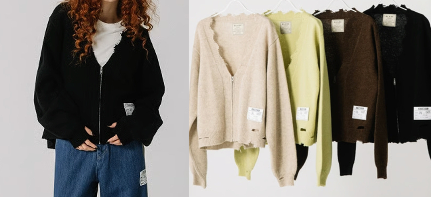 BLANC basque（ブランバスク）ブラックのクラッシュニット