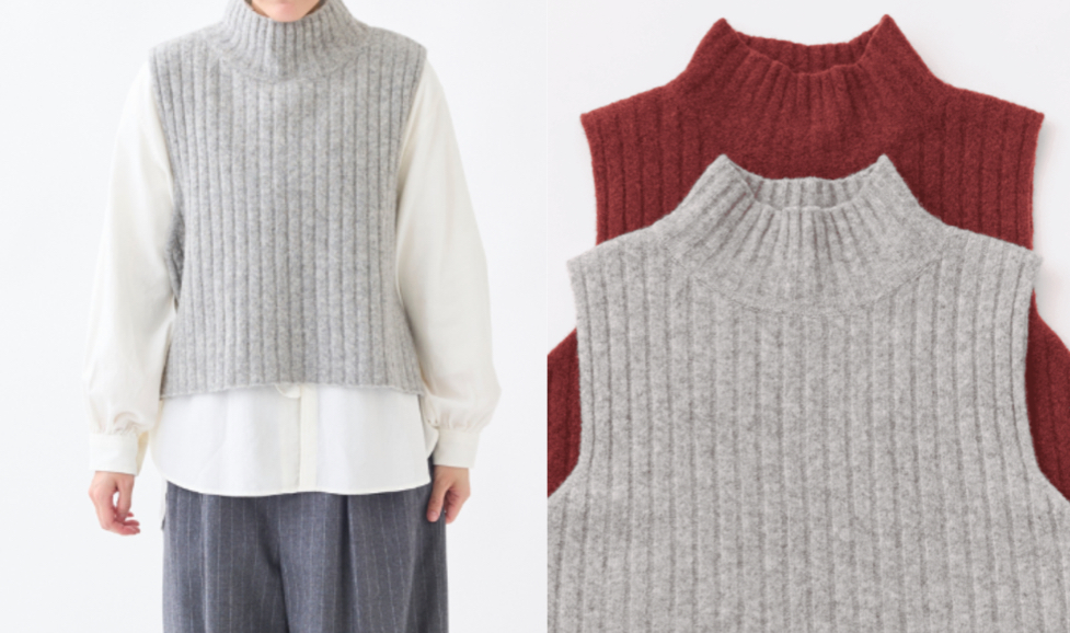 KATO（カトー）グレーのタートルネックニットベスト