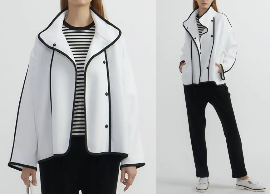 PLAIN PEOPLE （プレインピープル）ホワイト×ブラックの配色ジャケット