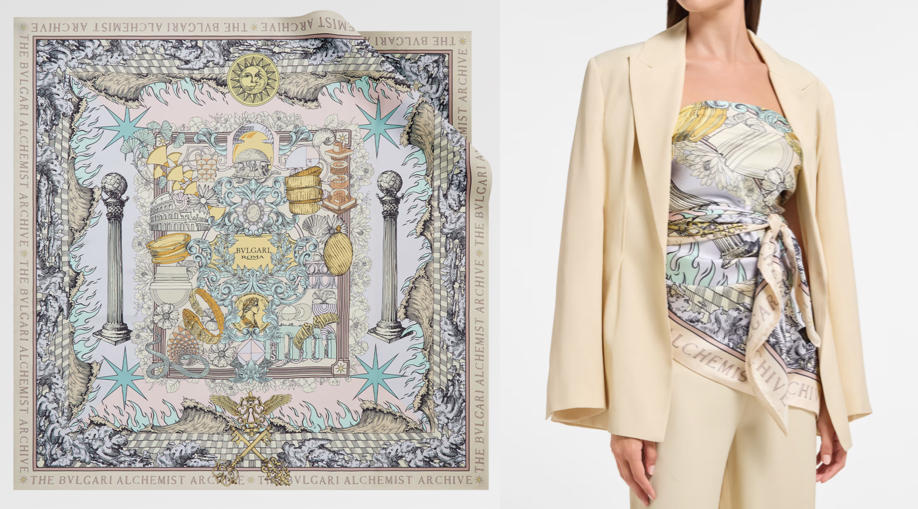 BVLGARI（ブルガリ）ベージュ系のモチーフスカーフ