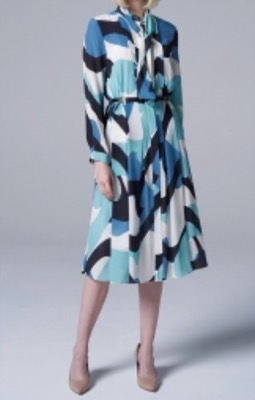 AKIKO OGAWA（アキコオガワ）ブルーのプリントワンピース