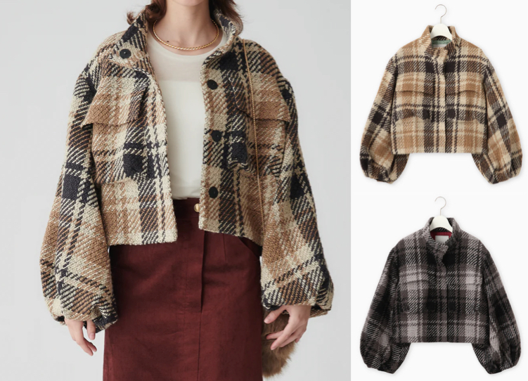 BEATRICE（ベアトリス）ベージュのチェック柄ブルゾン