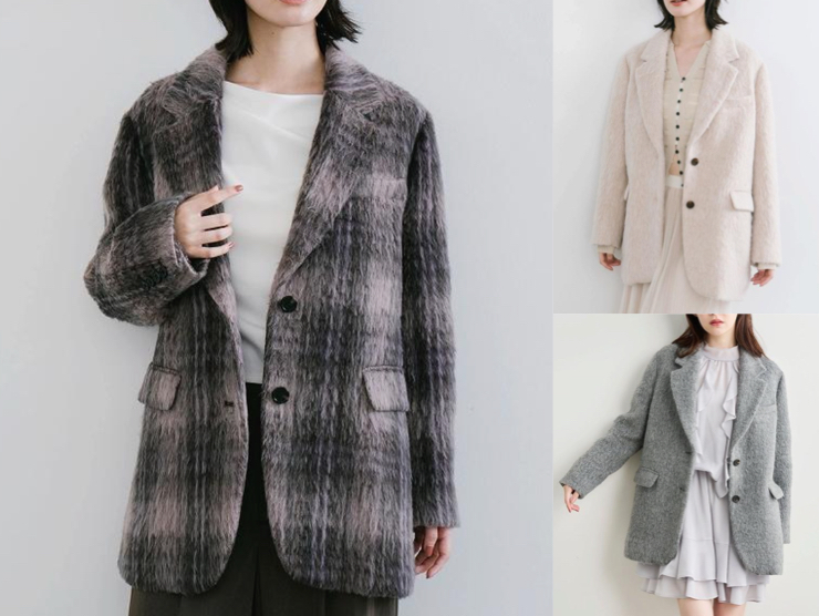 COCO DEALチェックのシャギーコート