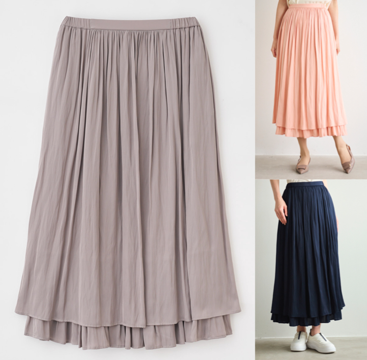 LOUNIE（ルーニィ）グレージュのギャザーティアードスカート