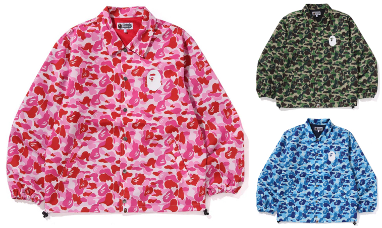 A BATHING APE（ア・ベイシング・エイプ）ピンクのカモフラ柄コーチジャケット
