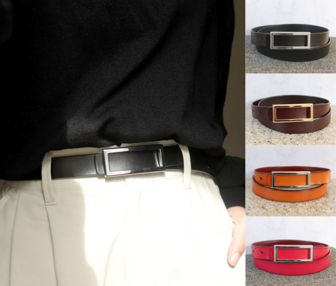 florist(フローリスト)ブラックのスクエアバックルレザーベルト