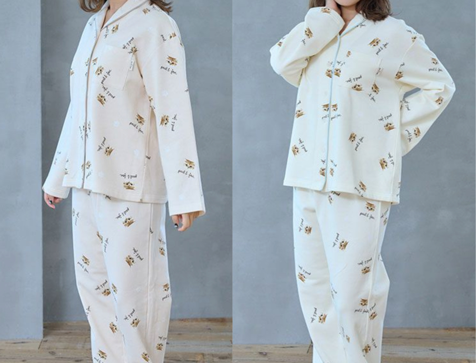 PAUL&JOE(ポールアンドジョー)ピンクベージュのプリントパジャマ / ルームウェア