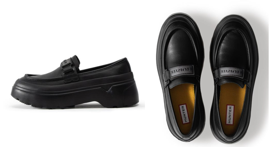 HUNTERブラックのローファー