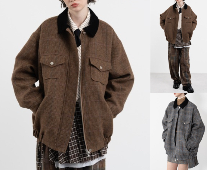 ELOOPSチェックツイードブルゾン