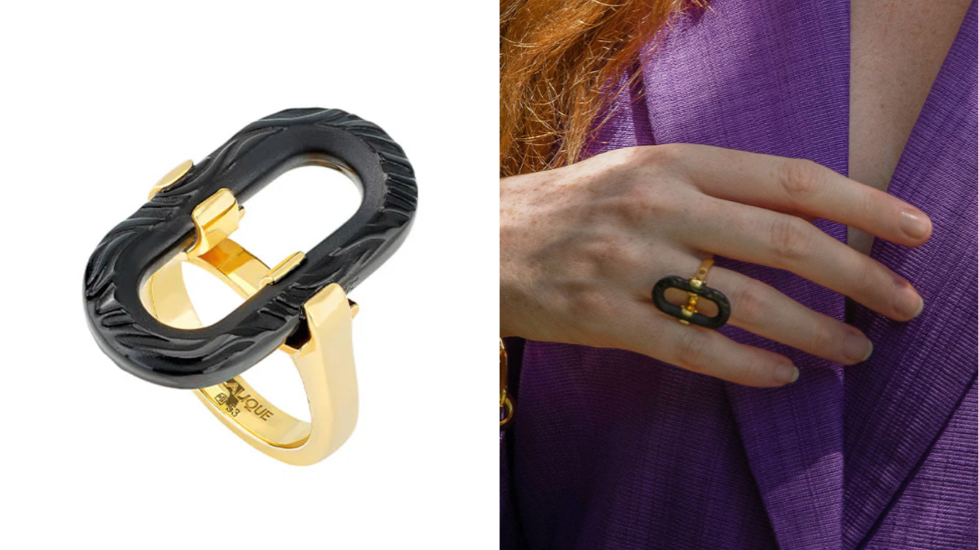 Lalique（ラリック）ブラックxゴールドのリング