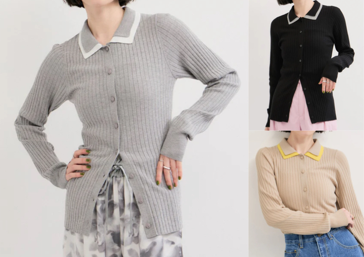 LE CERCLE par ropé（ル セルクル パー ロペ）グレーのポロカーディガン