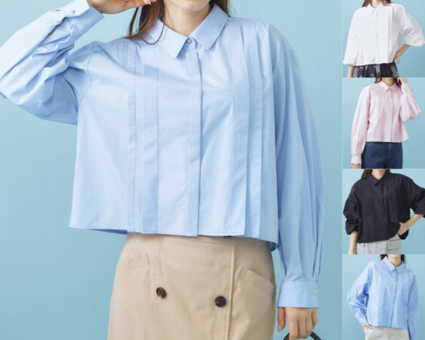 INDEX（インデックス）ブルーのタックシャツ