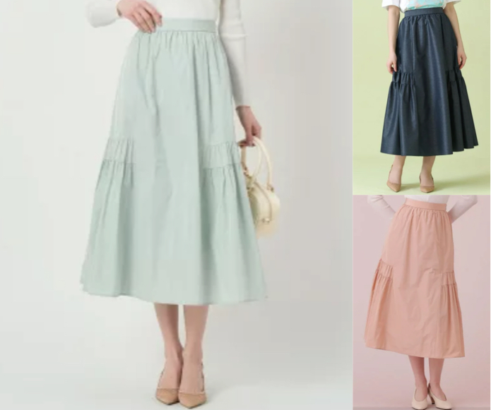 ANAYI（アナイ）ミントグリーンのティアードスカート