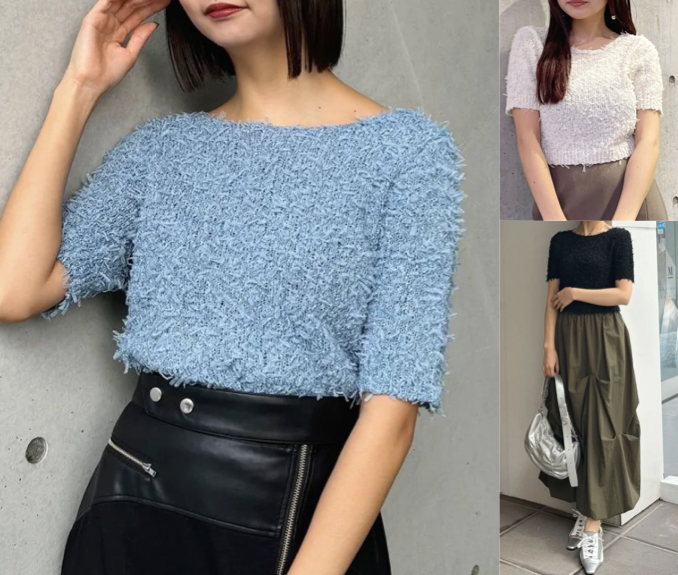 MURUA（ムルーア）ブルーの半袖ニット