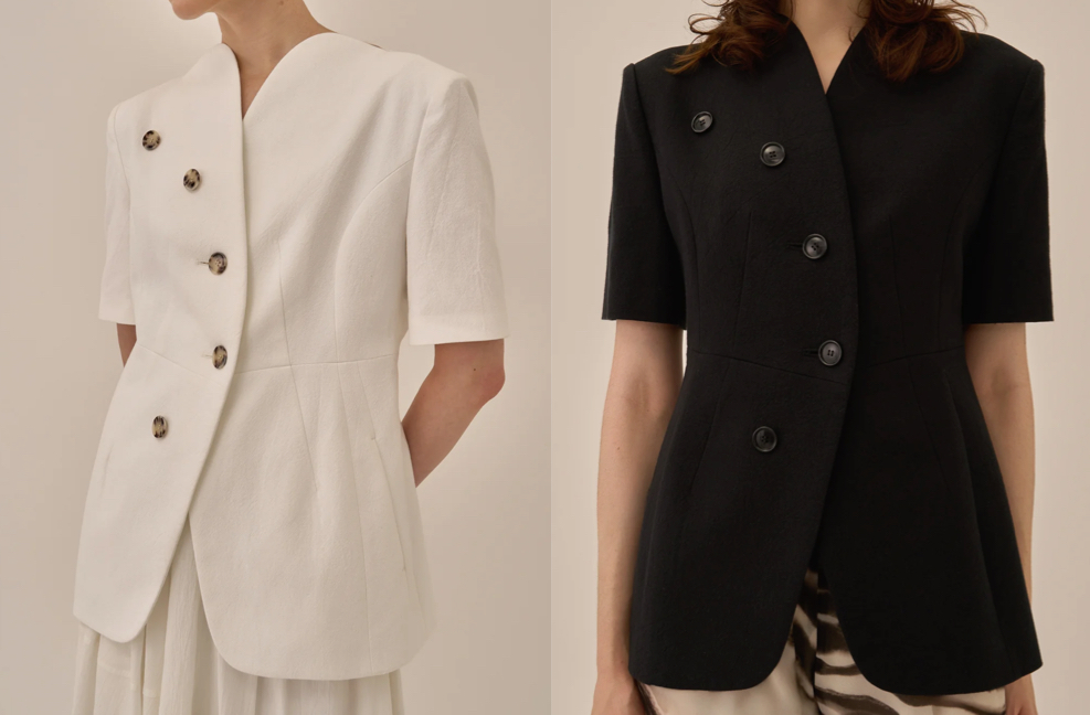 AKIRANAKA(アキラナカ)ホワイトのハーフ袖ジャケット