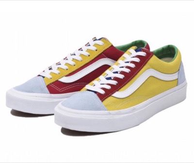 VANS Style 36 VN0A3DZ3WNYイエロー×レッドの配色スニーカー