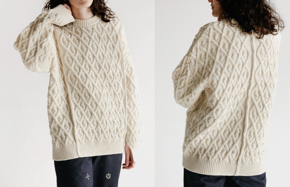 AURALEE（オーラリー）ホワイトのケーブル編みニット