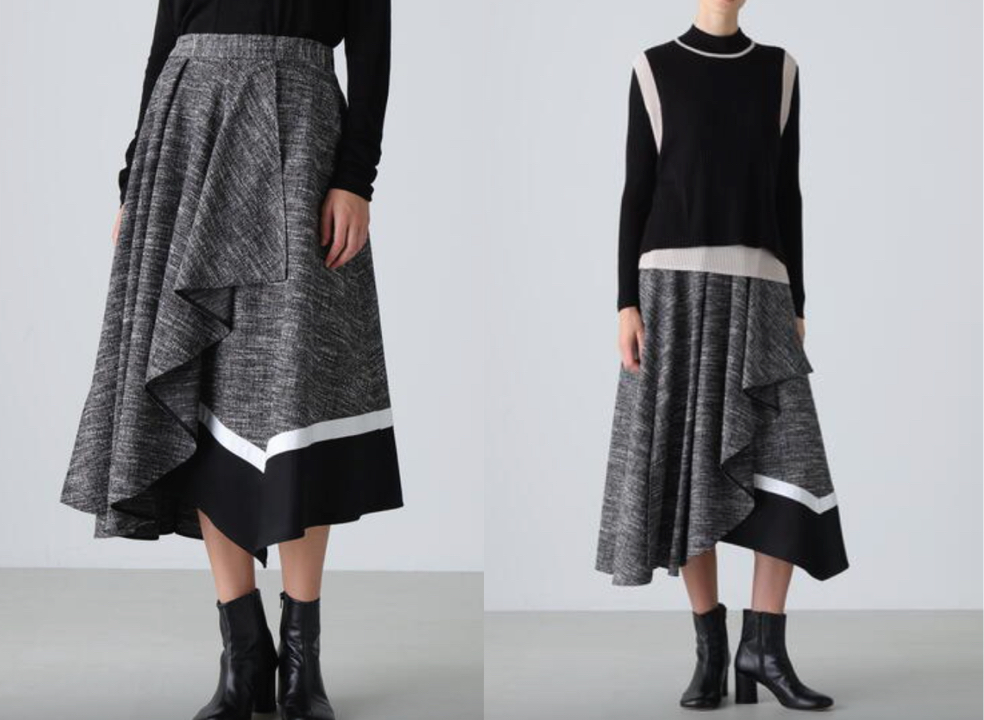 ADOREブラックのアシメデザインスカート