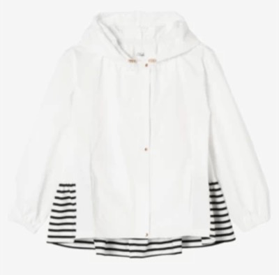 maison de Dolce.（メゾンドドルチェ）ホワイトのボーダー切り替えマウンテンパーカー