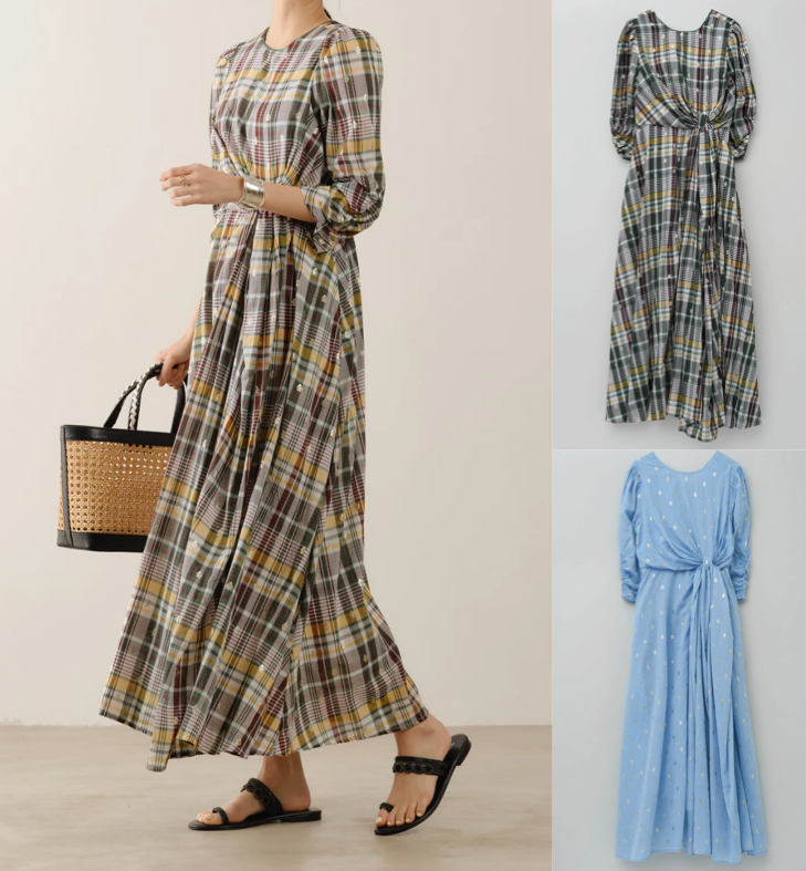 ne Quittez pas（ヌキテパ）ブラックのチェック柄ワンピース