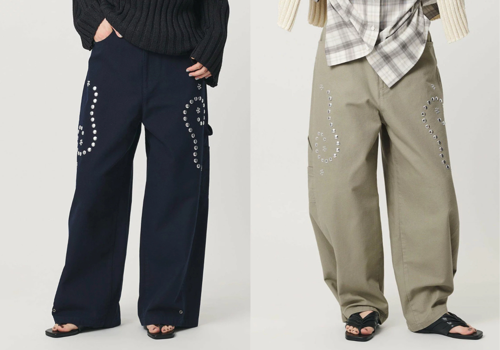 BEAUTY&YOUTH UNITED ARROWS（ビューティー＆ユース　ユナイテッドアローズ）ネイビーのメタルモチーフパンツ