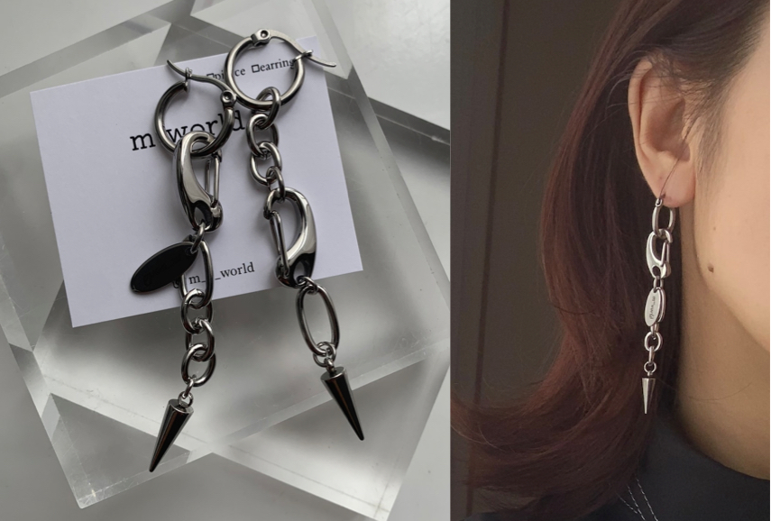 mmworldシルバーのフックスパイクピアス