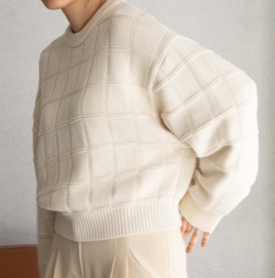 NOKCHA（ノクチャ）アイボリーのブロックニット