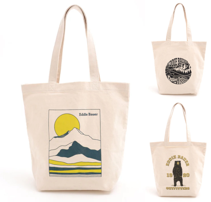 Eddie Bauer（エディー・バウアー）アイボリーのグラフィックトートバッグ