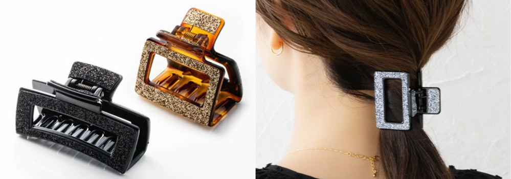 Cream dot（クリームドット）ブラックのキラキラヘアクリップ