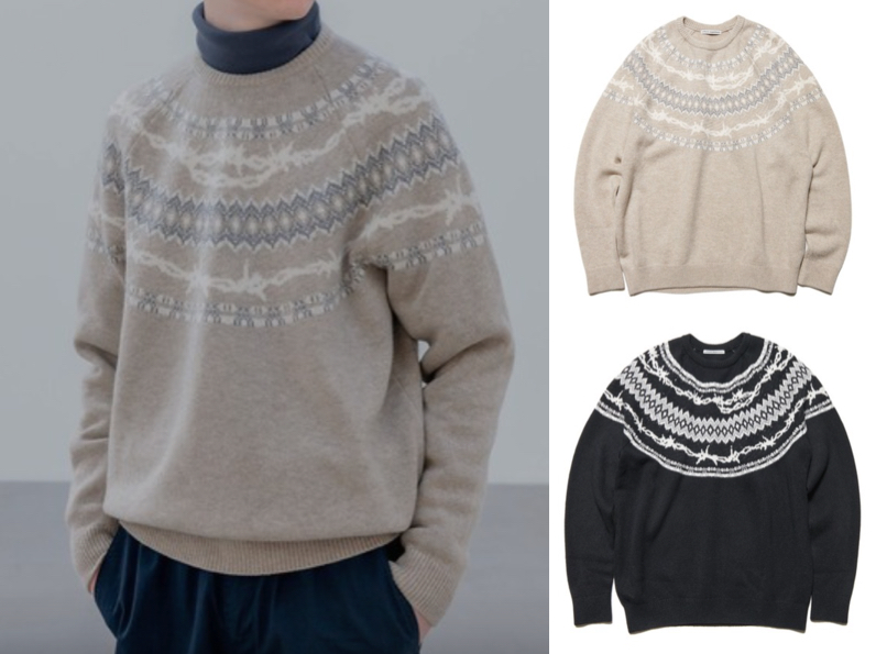 uniform experiment(ユニフォームエクスペリメント)ベージュのノルディック柄ニット