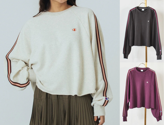 ROSE BUD（ローズバッド）ライトベージュのサイドラインスウェット