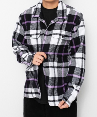 OBEY（オベイ）ブラックxホワイトxパープルのチェック柄シャツ