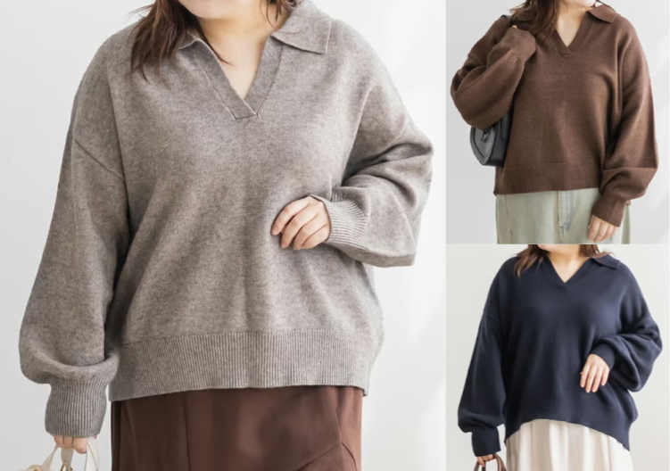 CLETTE（クレット）グレージュのスキッパーニット