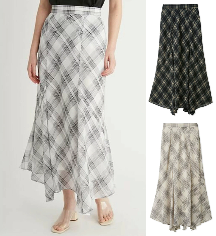 CELFORD（セルフォード）ホワイトのチェック柄ナロースカート